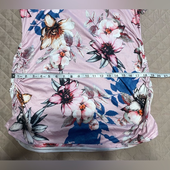 Glamix Women’s Maternity T-shirt Side Ruched Short Sleeve Basic Pregnancy Top - Picture 4 of 8